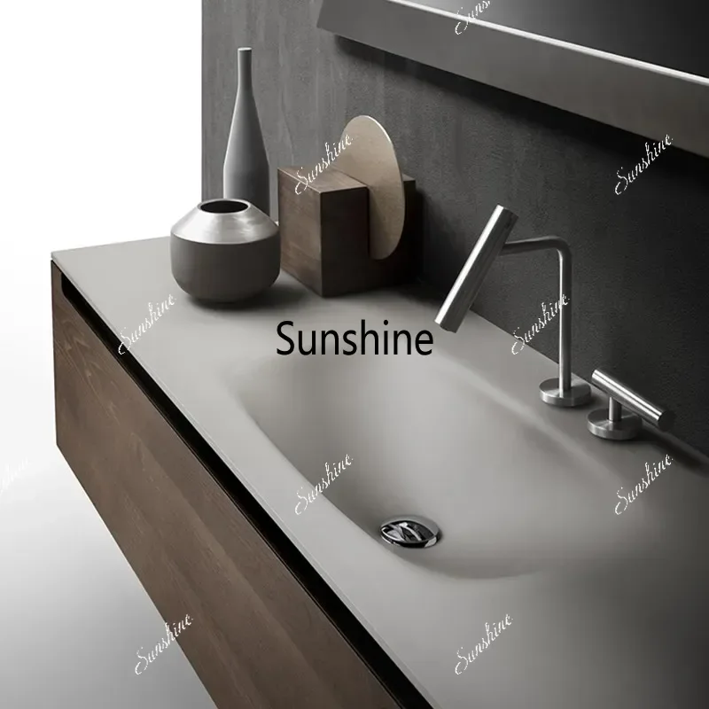 Custom Imported Dupont Corian Log Style Bathroom Vanity Combo with Integrated Sink Kitchen Sink Master Bathroom Furniture
