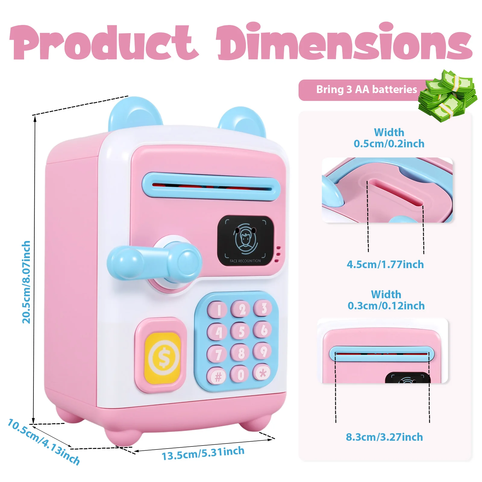 Piggy Bank Face ID Simulation Password Unlocking Electronic Money Bank ATM Security Unlocking Cash Penny Saving Box for Children