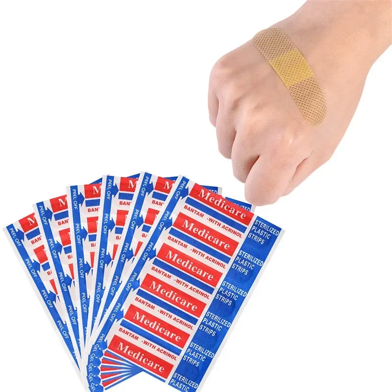 100pcs Baby Bandages Emergency First Aid Plaster Non-woven Fabric Waterproof Sterile Wound Paste Medic Band Aid