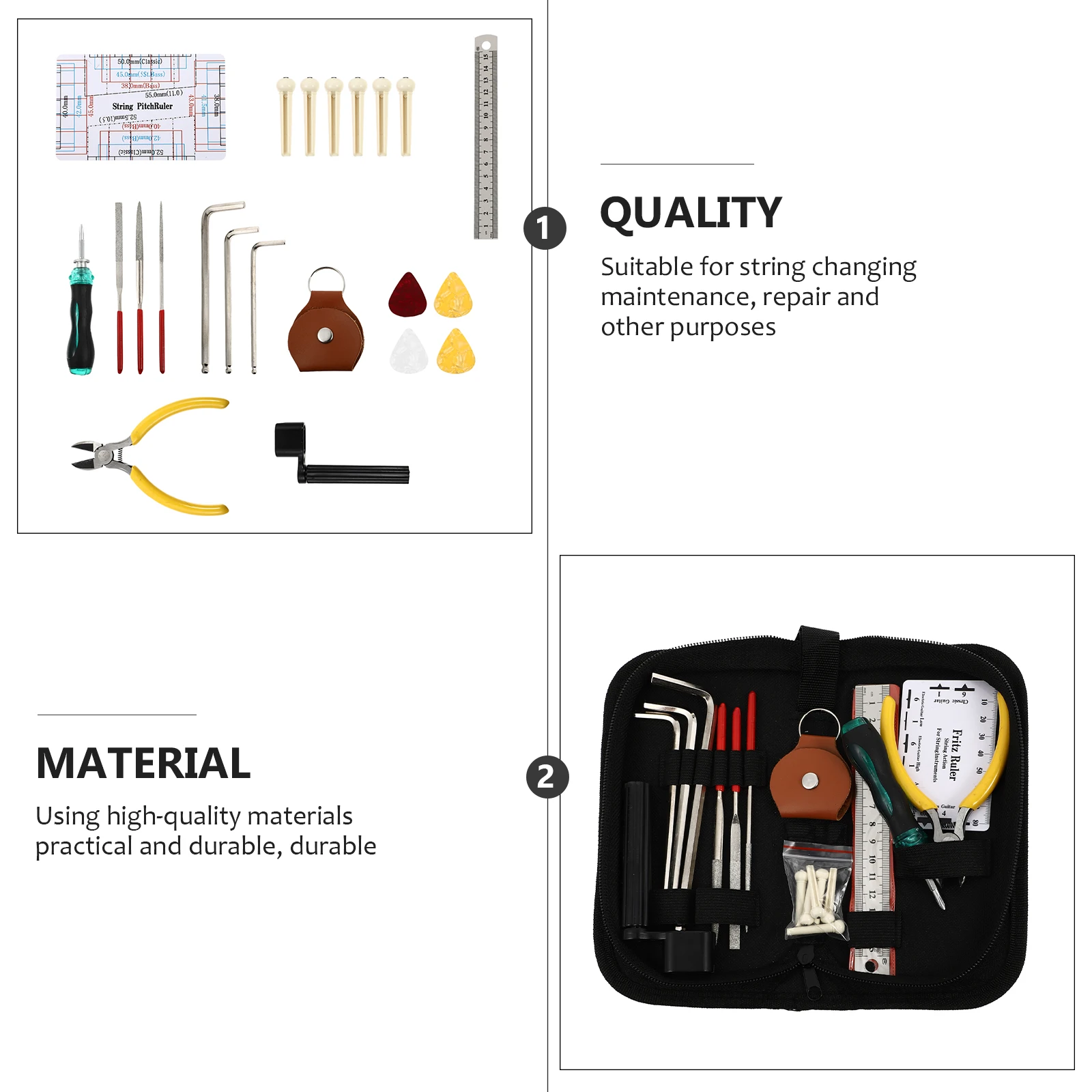 

24pcs Repair Tool Kit Maintenance Supplies String Changing Durable Storage Bag Assorted Colors Repairing Tools Guitar