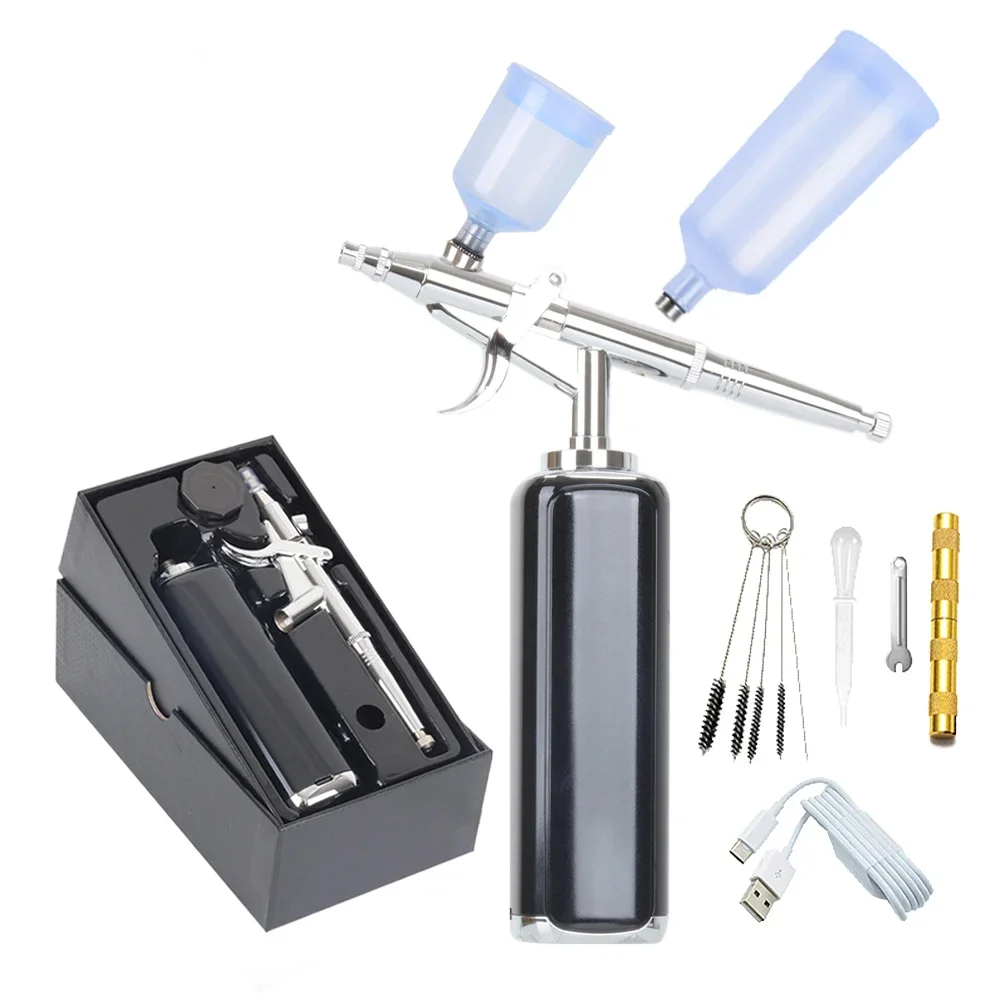 Rechargeable Airbrush Compressor Kit Barber Toy Model Helmet Tshirt Paint Art Craft Textile Mural Cosmetic Makeup Nail Beauty