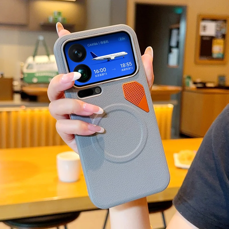 샤오미 17 프로, 17 프로 맥스 케이스 ELVEV 마그네틱 럭셔리 PU 가죽 방수 방열 보호 폰 커버