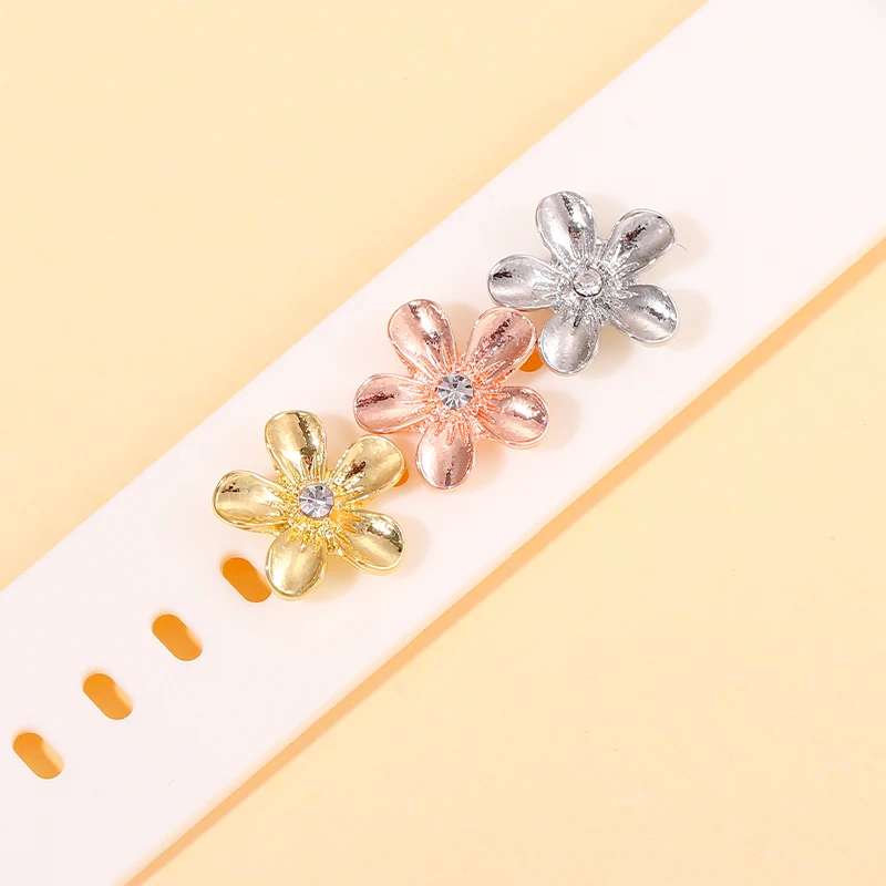 For Iwatch Bracelet Charms Flower Decorative Charm Accessories for Apple Watch Strap Nails Jewelry Silicone Watchband Charms