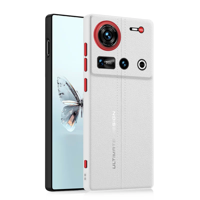 

For Nubia Z70S ultra Case Luxury Leather Gold Armor Red Circle Lens Back Cover For Nubia Z70 ultra 5G Shockproof Bumper Funda