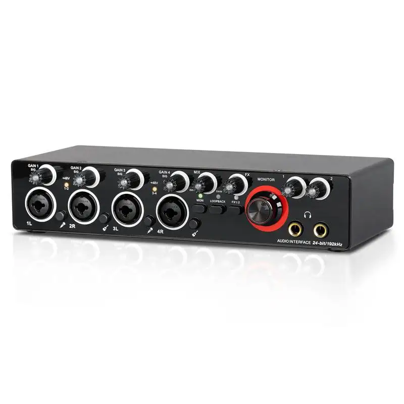 YYHC-4 Channel 24bit 192  Mixer DJ Console Recording Sound Card for Podcasting Studio Musical Instrument USB Power Supply /T-