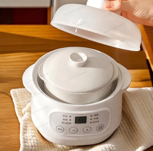 Baby Electric Porridge Pot Ceramic Slow Stewing Cooker Automatic Baby Food Maker Safe Nutritious Cooking Pot for Kids