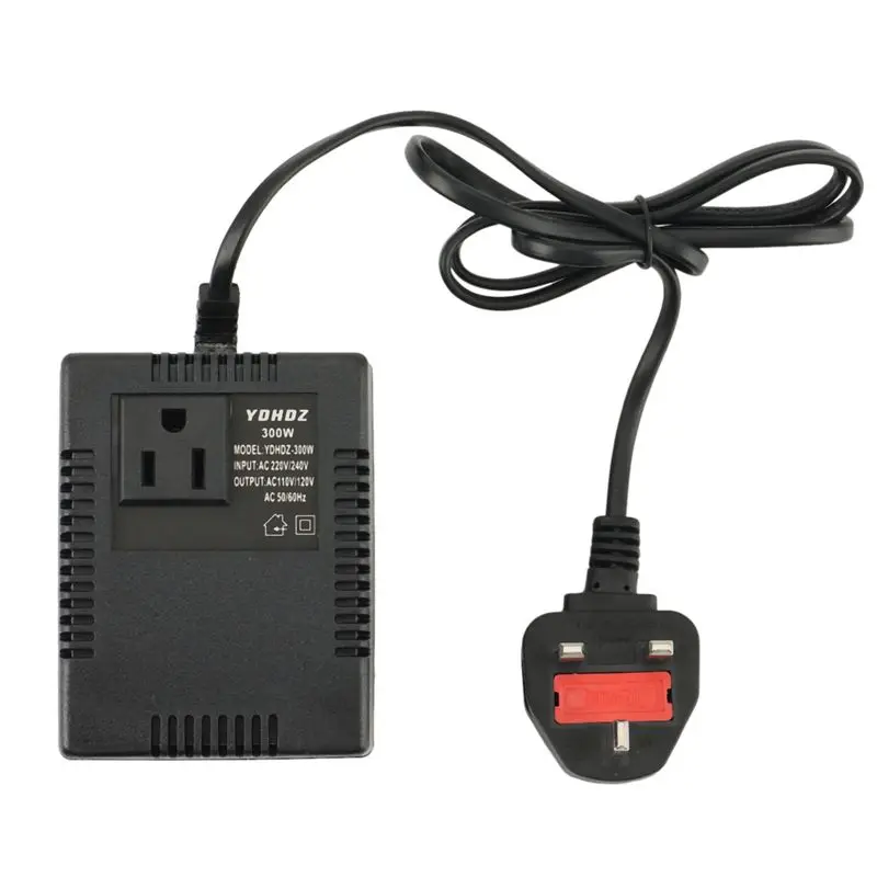 AT05-2X 300W Voltage Converter 220V To 110V Transformer Step Down Transformer Voltage Converter Travel Adapter UK Plug