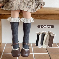 1 Pairs New Baby Girls Knee High Socks Korean Style Lolita Princess Kids Baby Lace Long Tube Socks Ruffle Leg Cute Student Socks