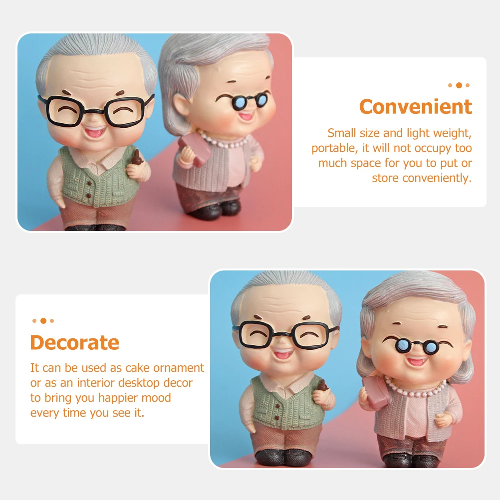 

Cake Decoration Ornaments Resin Elderly Figurines Grandparents Birthday Couple Topper Wedding Cake Miniature