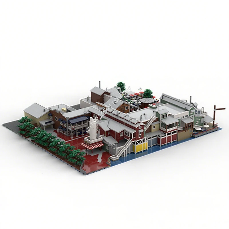 

44085pcs MOC Pacific Wharf Combined Set Modular Buildings Building Blocks Christmas Holiday Themed Limited Edition creat Gift