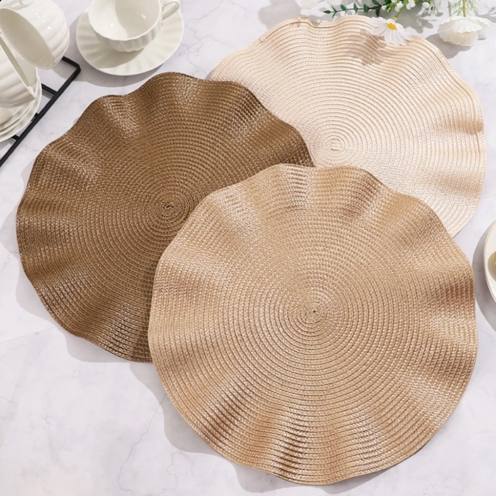 

1pc 38cm Woven Single Placemat Heat Insulation Non-slip Washable Table Mat for Home Kitchen Dining