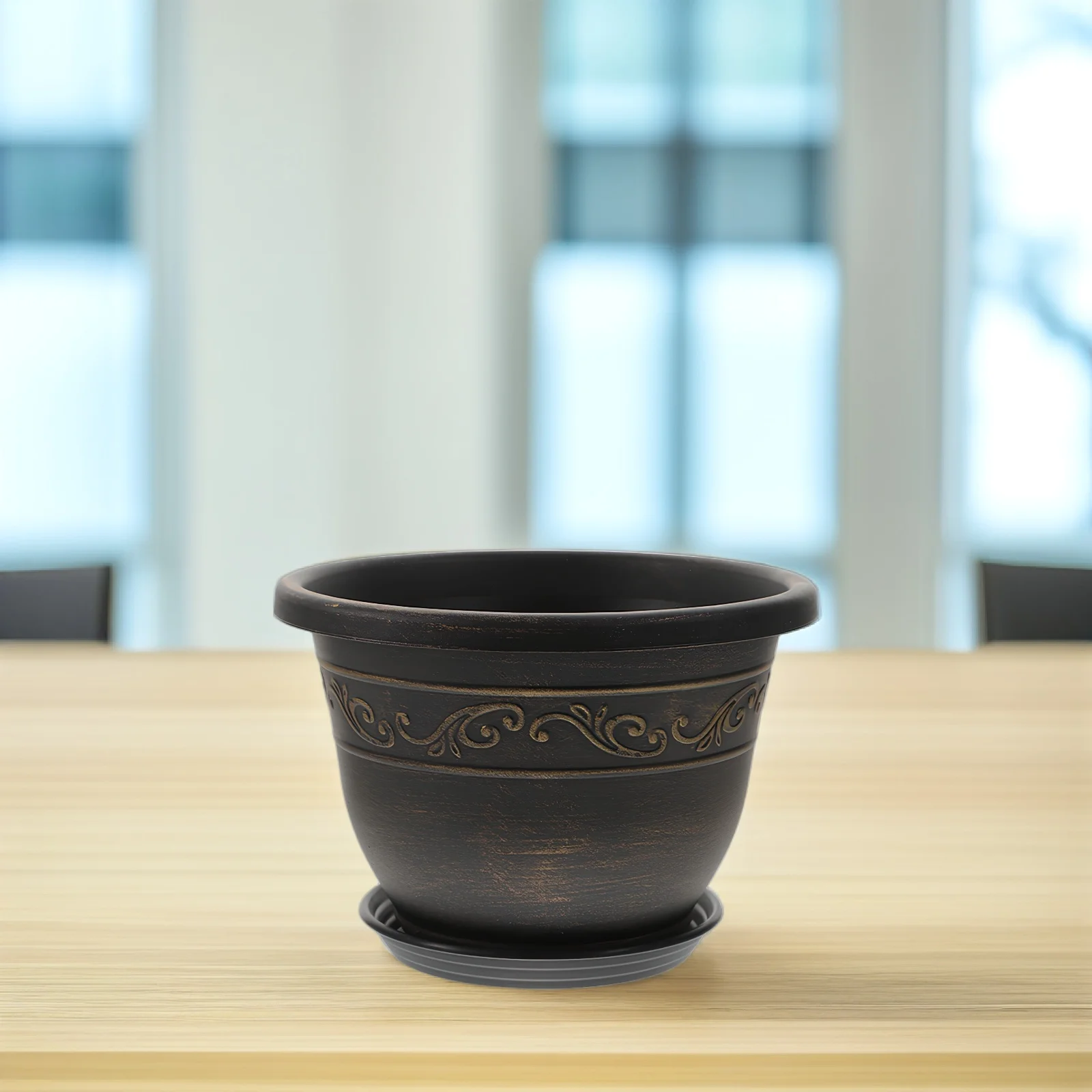 

4Sets Resin Planters Breathable Drainage Holes Suitable for Bonsai Succulents Indoor Outdoor Gardening Containers