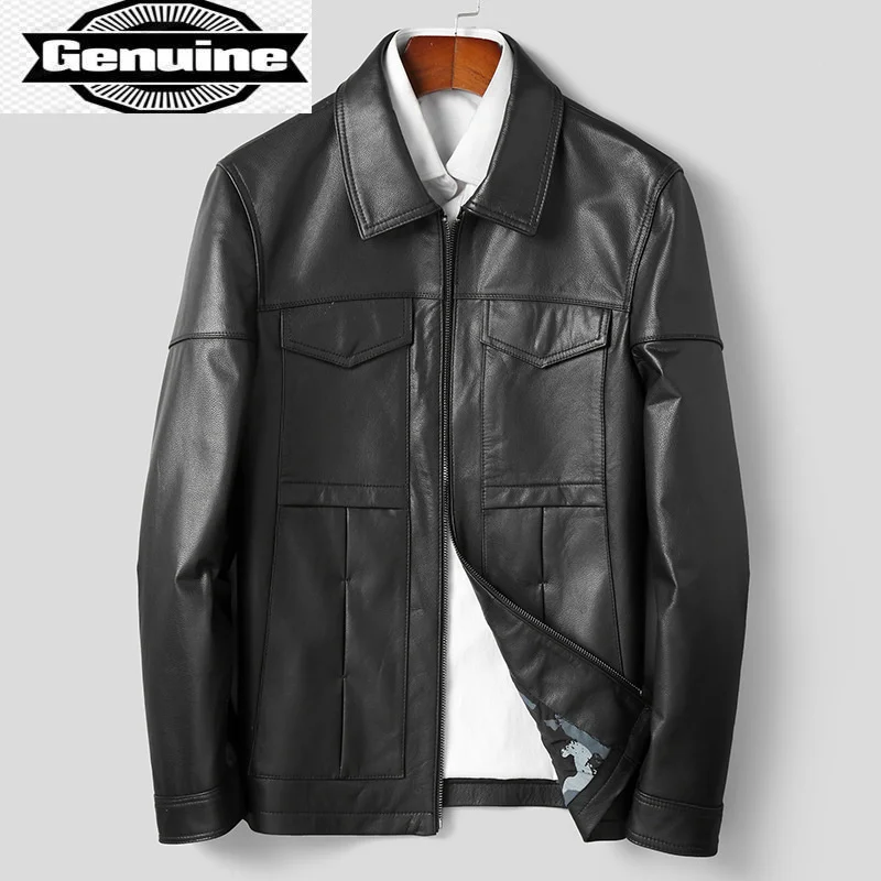 

Leather Man Jacket Genuine Cowhide Jacket Men Autumn and Winter Coat Male Zipper Clothes Casual Coats Veste Homme LXR330