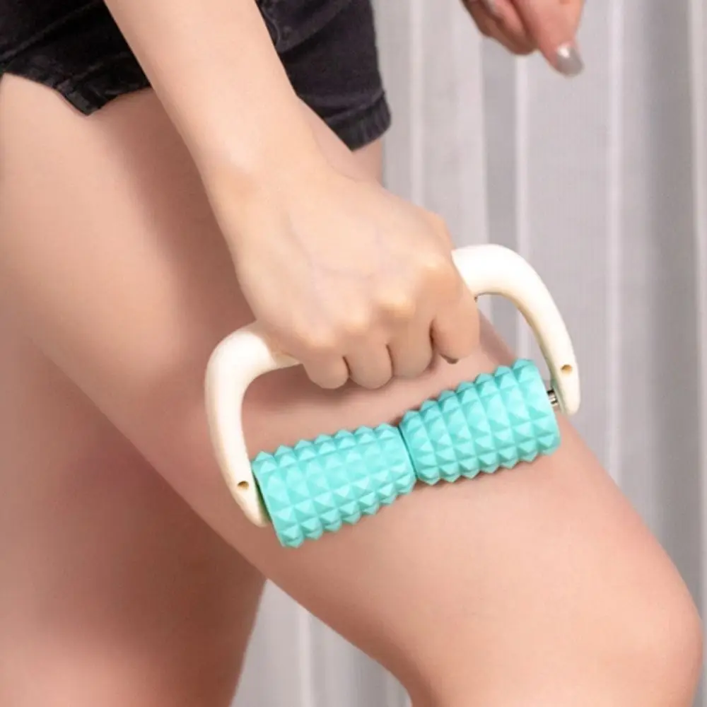 

Double Wheels Hand-held Muscle Massage Roller Pressure Neck Fitness Physiotherapy Massage Roller Legs Waist Body Massage Tool