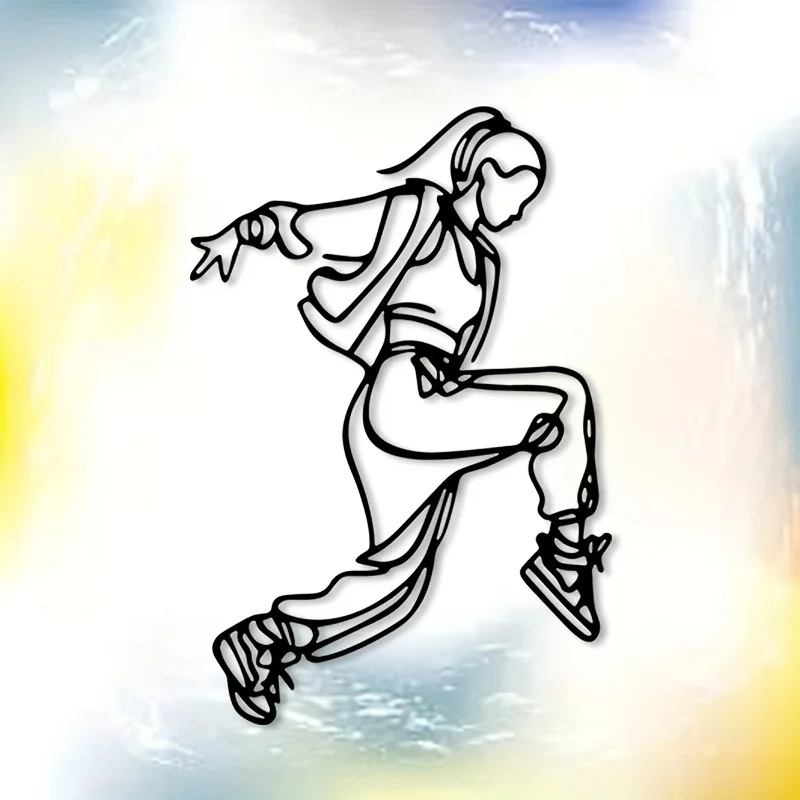 Dancer Metal Wall Art Hip Hop Breakdance Silhouette Dynamic Pose Sneakers Dance Studio Decor Gift Weather Resistant