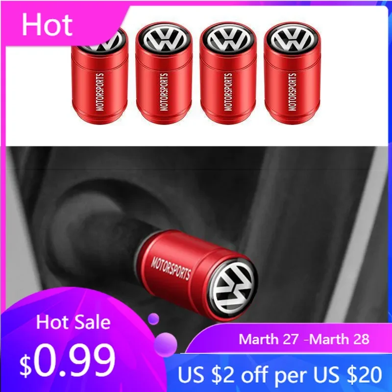 

VW GTI GOLF 2026 Hot For VW VOLKSWAGEN 4PCS 3D Metal Tire Valve Caps Car Tyre Air Stems Cover Decorate For VW Volkswagen GTI Gol