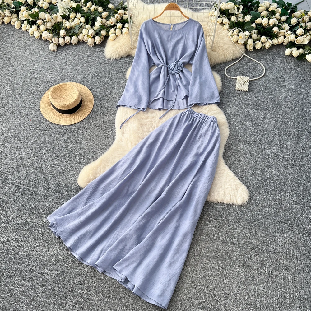 

Элегантный тонкий комплект с длинными рукавами для вечеринок и клубов, винтажная офисная женская корейская модная женская одежда, осенний комплект из двух предметов