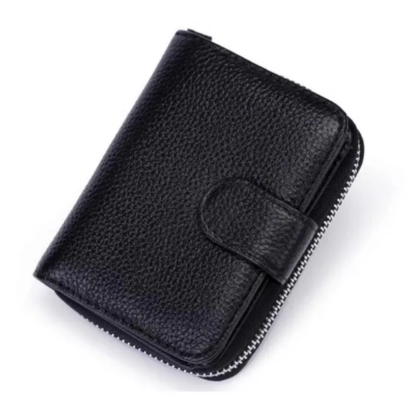 

Men Genuine Leather Bag Coin Purse Double Zipper Key Wallets Fashion Women Housekeeper Card Key Holders Keychain Pouch Purse