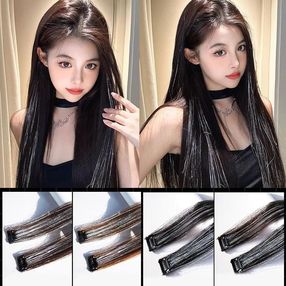 1 قطعة بهرج الشعر بريق كول تصفيف الشعر أداة الليزر نمط الشعر بهرج الشعر التمديد البريق كاذبة الشعر لامعة هيربيسي #1