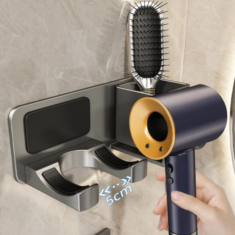 Suporte de Armazenamento Multifuncional para Banheiro com Compartimento Integrado, Suporte para Secador de Cabelo para Produtos de Cuidado com a Pele e Banho