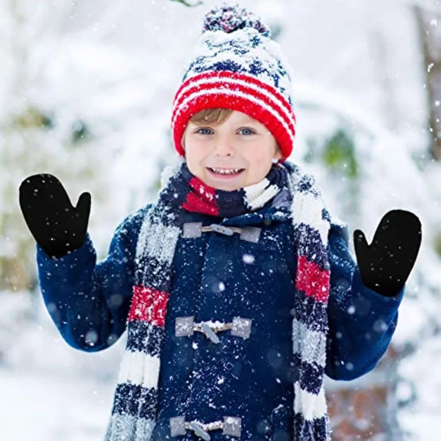 Handepo 50 Pairs Winter Mittens Gloves Bulk Toddler Stretch Mittens Knit Gloves for Homeless Little Girl Boys