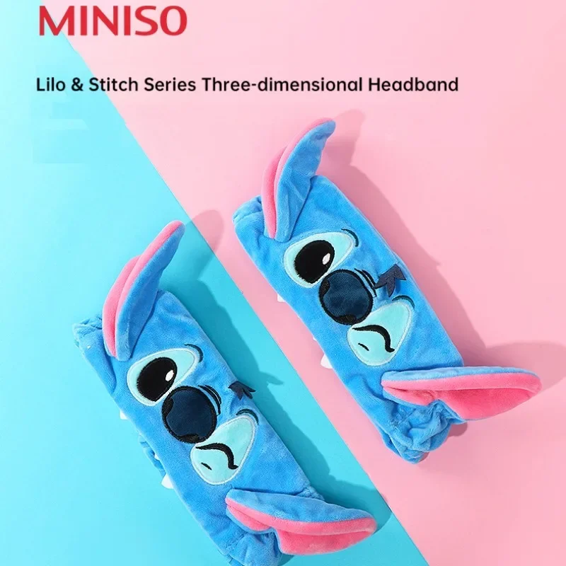 MINISO Lilo & Stitch Three-dimensional Shape Hair Band Cartoon Cute Face Wash Makeup Mask Ladies Hair Band