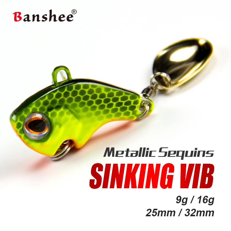 

Banshee Rotating Metal VIB 9g/16g Spinner Spoon Fishing Lures Vibration Sinking Crankbait Trout Winter Artificial Baits Sequins