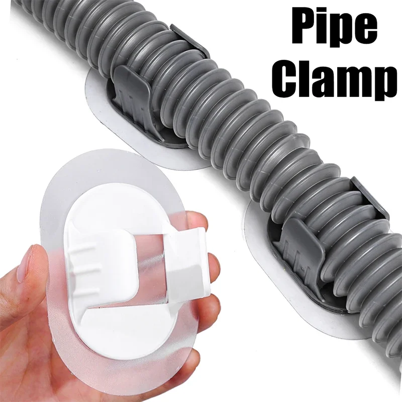 Pipe Clamp Hooks Rack Self Adhesive Pipe Retainer Wall Mounted 30-38mm Water Tube Organizer Holder Hose Fixed Clip Bathroom Clip