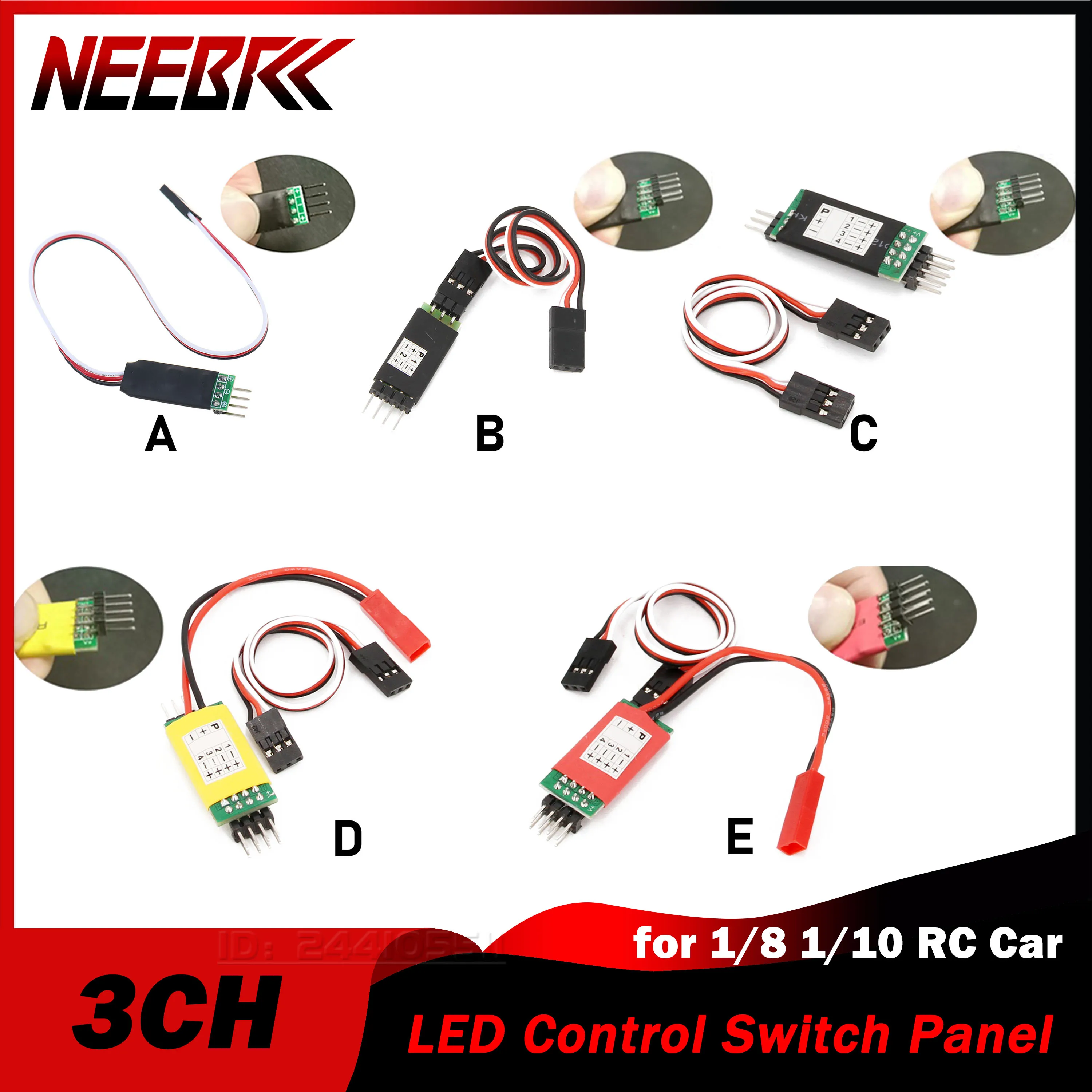 3CH RC Car LED Lamp Control Switch Panel Light System Controller Module Turn On/Off for 1/10 1/8 Vehicle Component Spare Parts