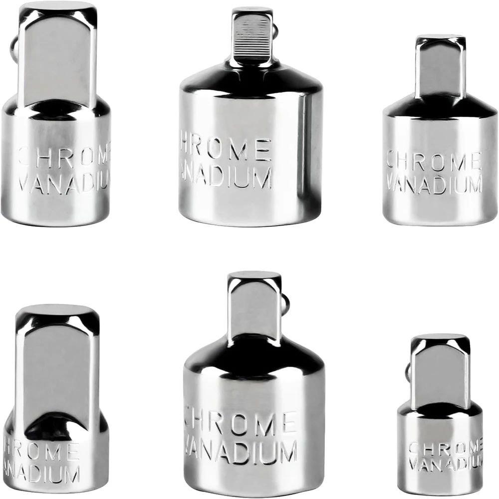 ﻿   1/4 "إلى 3/8" إلى 1/2 "مجموعة محول مأخذ التوصيل 6 قطعة الكروم الفاناديوم الصلب اسئلة محول كم محرك تحويل المشتركة للميكانيكي