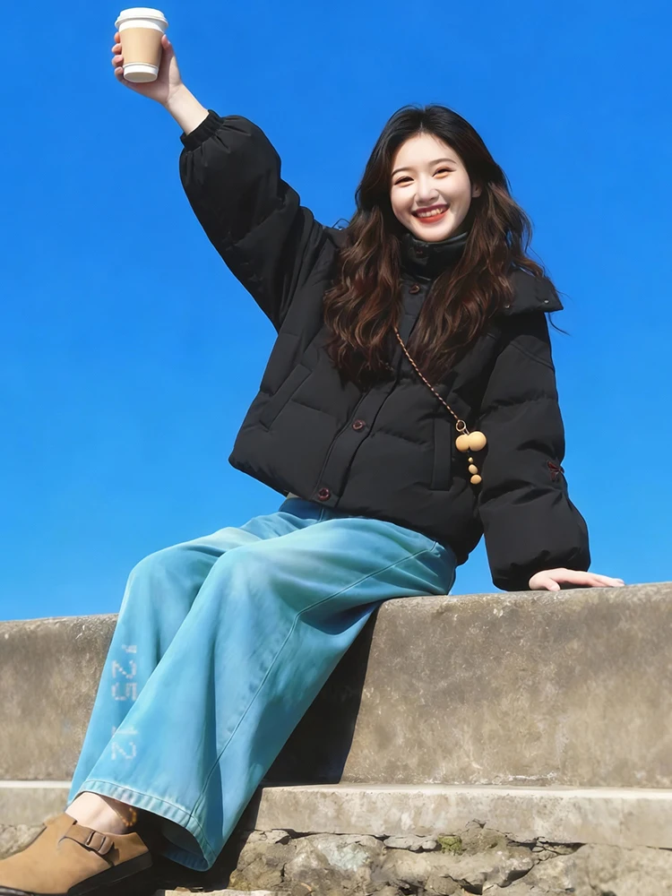 Abrigo de invierno coreano Sle para mujer Jaet Thiened Fce forrado Quali prendas de vestir exteriores ropa de calle Faionable abrigo de algodón