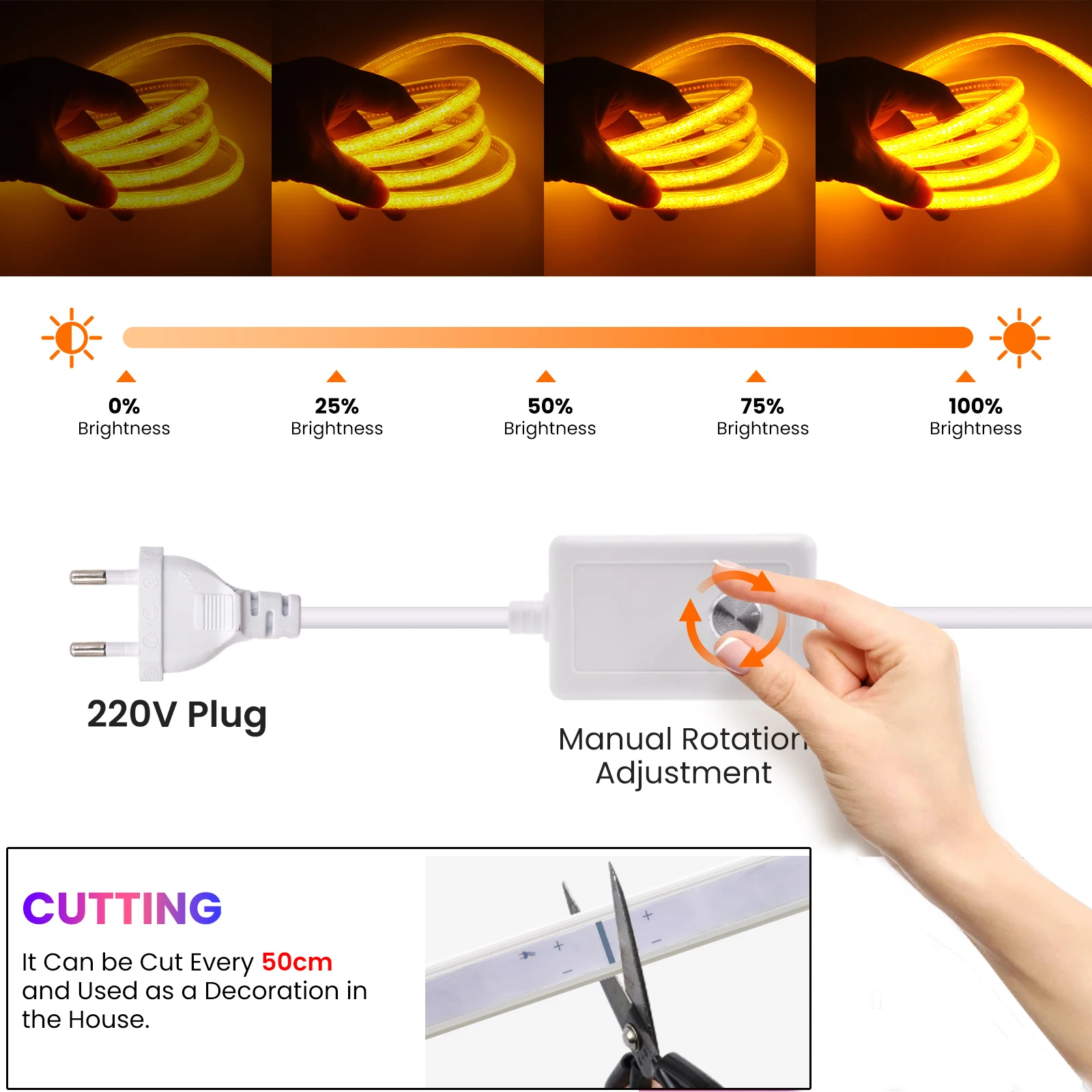 AC 220V COB調光可能なLEDネオンライト 防水フレ - Lighting Decoration On Wall のレビューと価格