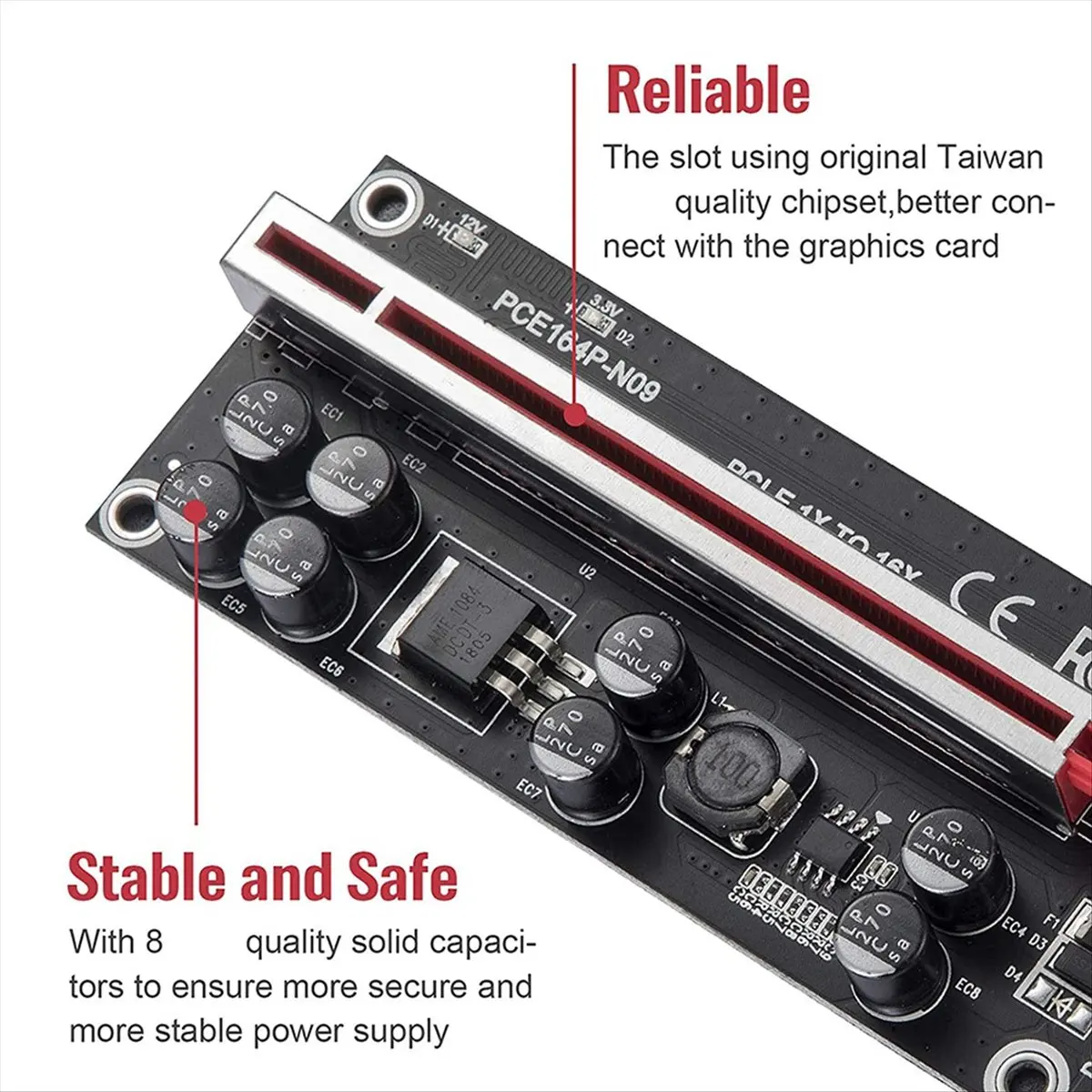 【~ New A88T】PCI-E Extender to PCI-E 16X Interface with SATA 6Pin Power