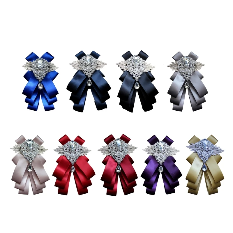 

Men Self Tie Jabot Collar Brooch Pins Bow Tie for Rhinestone Brooch Collar Flower Groom Best Man Dress Banquet Suit Dropship