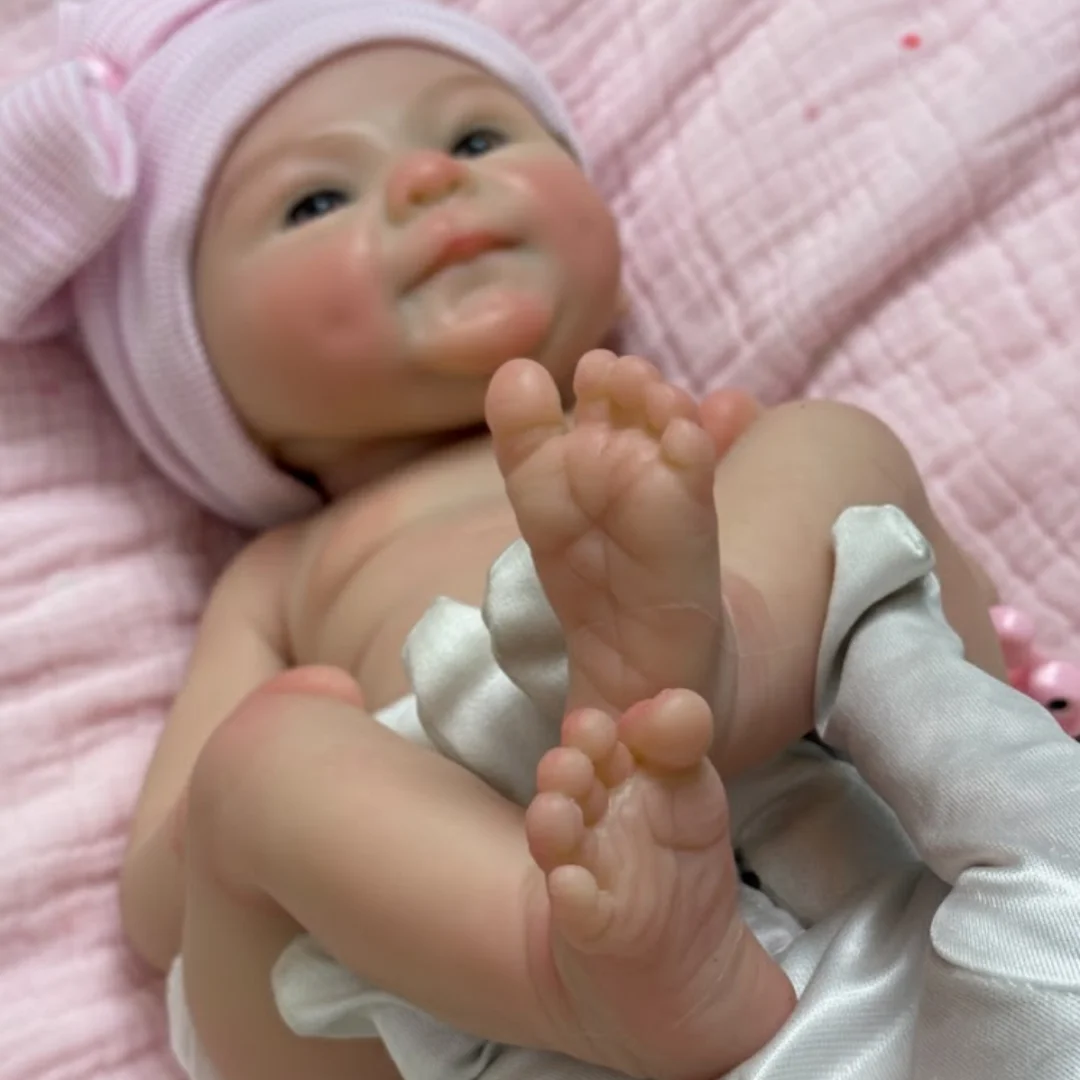 13Inch Washable& Open Mouth Coco Bebe Reborn Silicone Girl Doll With Handmade Painted Skin Soft Flexible Newborn Silicone Doll