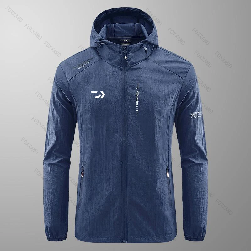 Summer Outdoor Quick Dry Sun-Protective Thin Jacket Men Hiking Fishing Cycling Hooded Gym Sport Windbreaker Ultra Light Coats