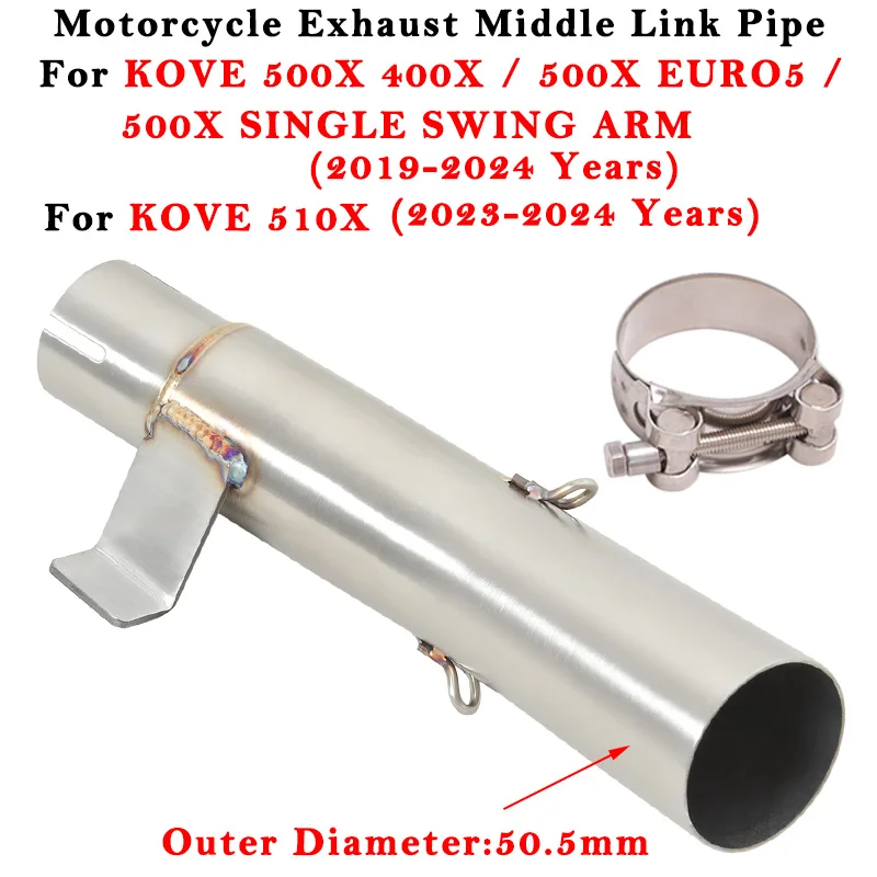 

Motorcycle Exhaust System51mm Middle Link Pipe For KOVE 400X 500X EURO5 SINGLESWING ARM 510X 2019 2020 2021 20222023 2024