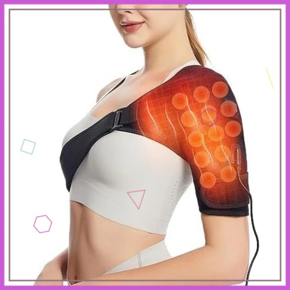 

Shoulder Heating Pads for Pain Relief - Jade Stone Heated Wrap, 3 Temp Settings, Rotator Cuff & Soreness Support - Jet Black