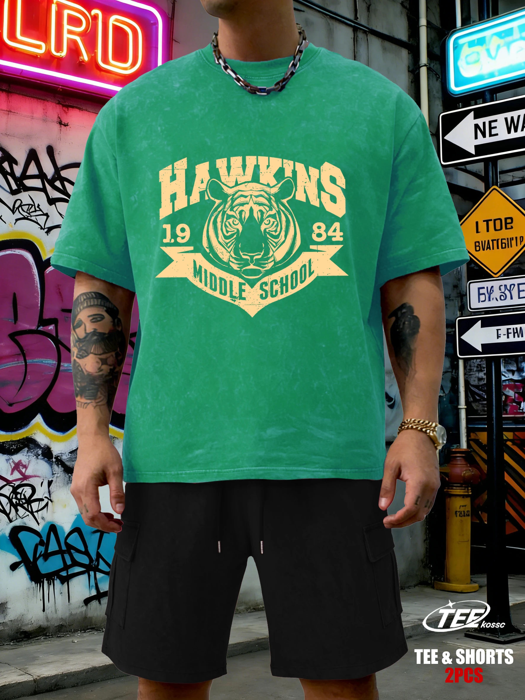 

Футболка Hawkins 1984 Middle School Washed для мужчин, летняя, свободного кроя, модная, из мягкого хлопка, унисекс, в стиле ретро, креативный дизайн