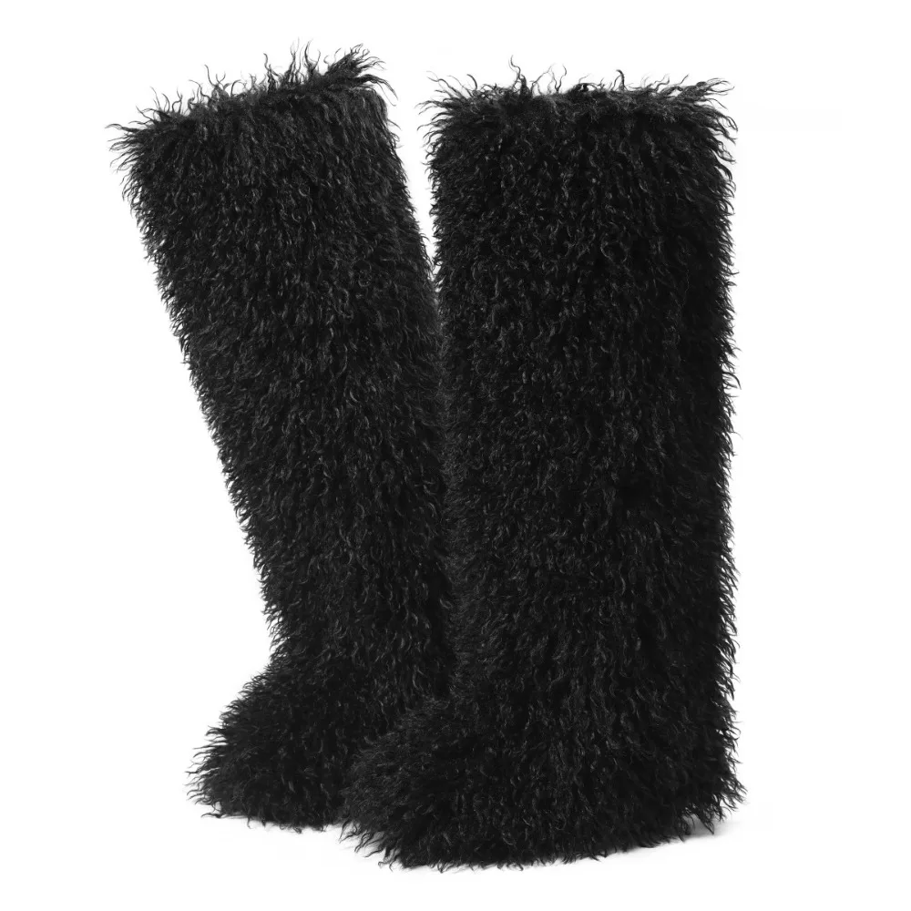 

New Fluffy Fuzzy Boots Warm Platform Knee High Boots Long Tall Snow Boots Winter