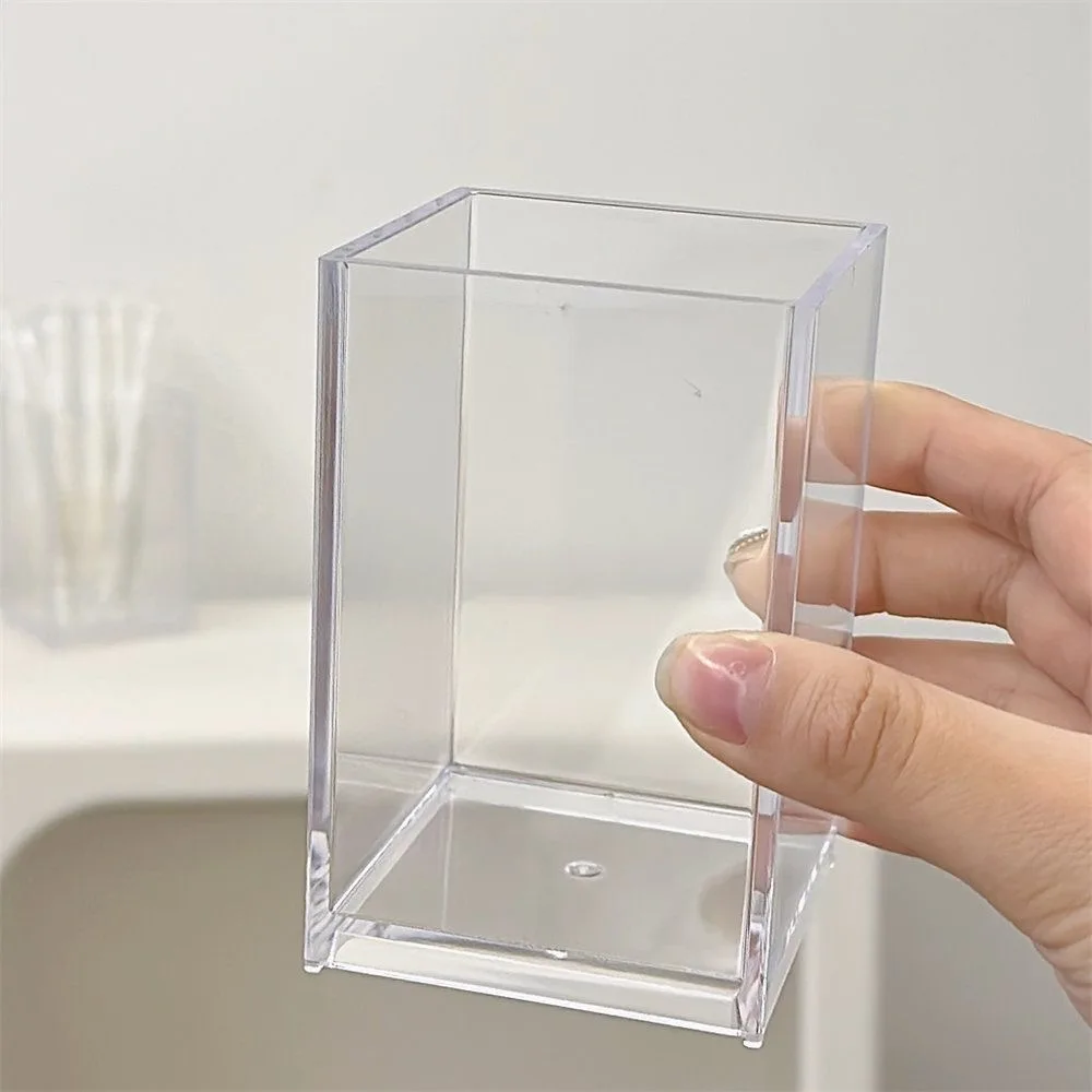 2 Stück multifunktionale transparente Desktop-Aufbewahrungsboxen, quadratische Aufbewahrungsbox für Schreibwaren, Make-up-Pinsel und Washi-Tape
