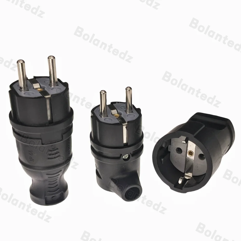 Bolantedz 1Pcs 16A 250V EU Assembly Plug Euro Power Cable Male Female Detachable Wiring Plug
