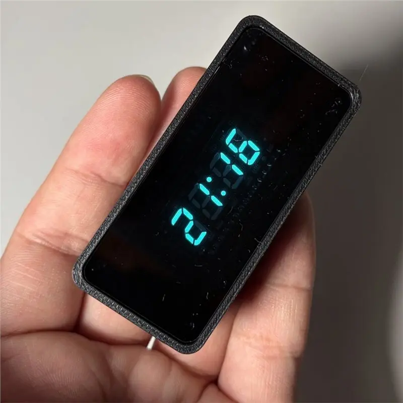 AAAN-Fluorescent Digital Tube VFD Clock Pendant With Luminous Ambient Glow Cyberpunk Style, Creative Desk Accessory Type-C 5V Po