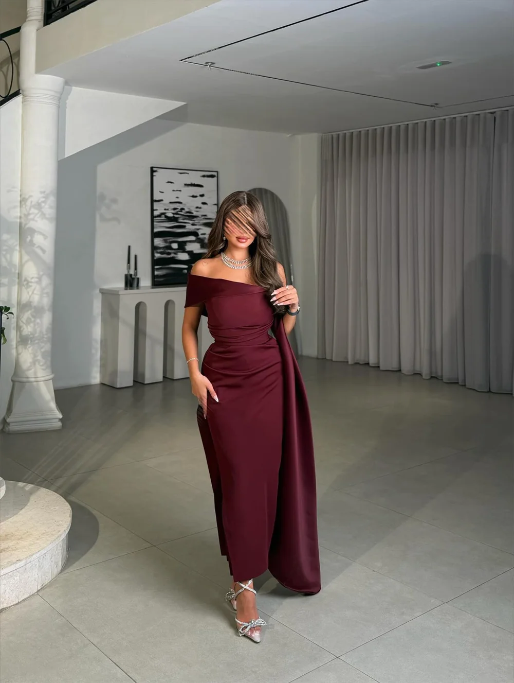 

ROYET Mermaid Formal Woman Evening Dress Strapless Ankle Length Classic Prom Gown Elegant Sweep Train Customized Party Dress