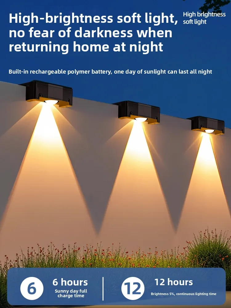 2026 new solar wall light outdoor courtyard wall washing spotlight yard garden balcony ambient lighting wall light