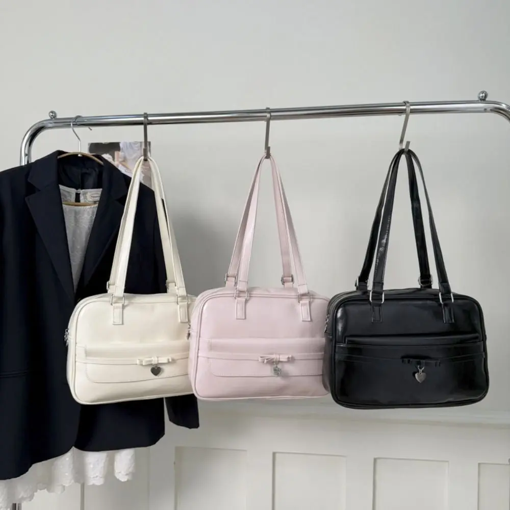 

Fashion Heart Bow Bowling Bag PU Korean Style JK Uniform Bag Handbag Y2k Shoulder Bag Daily