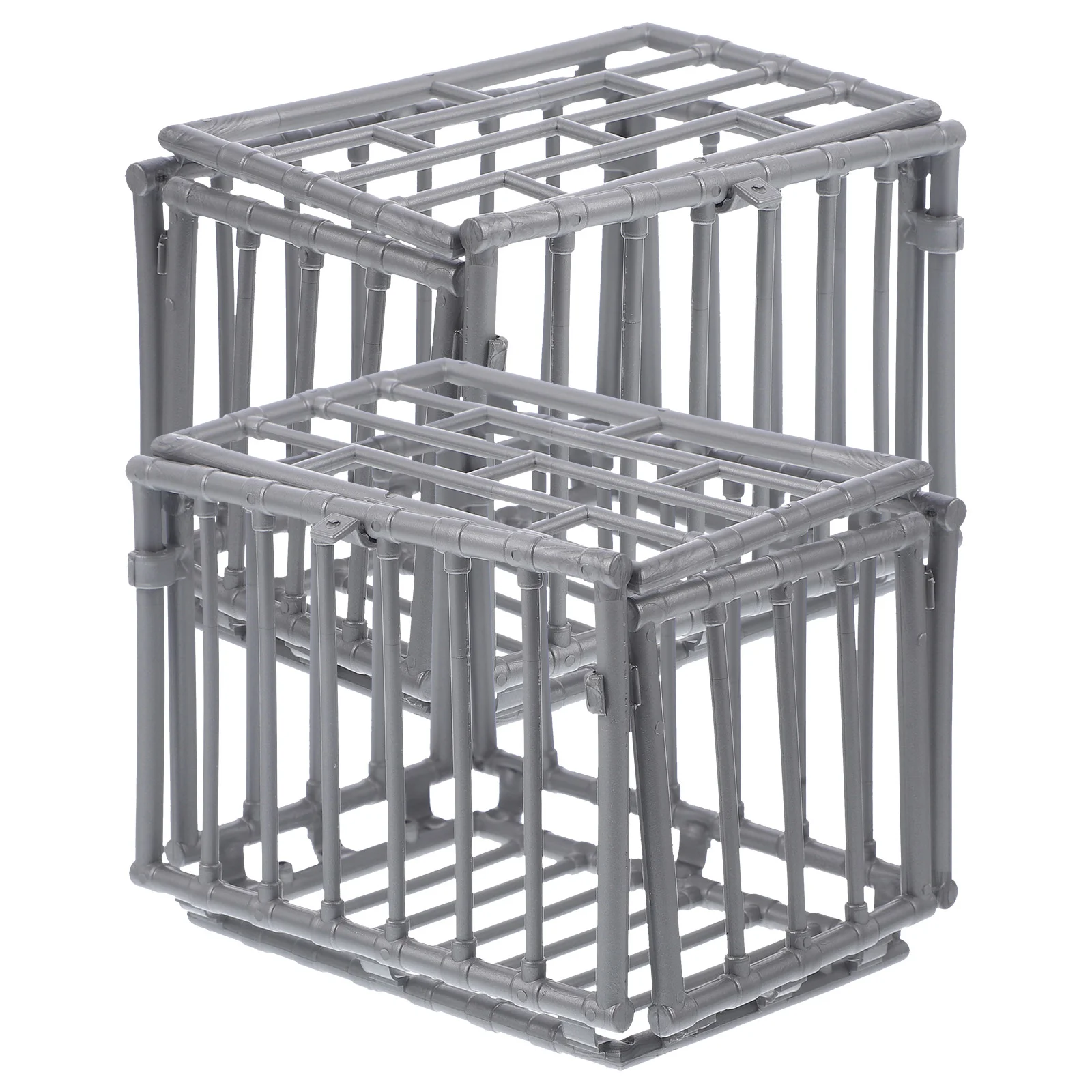 2 Pcs Grid Basket Model Miniature DIY Cage Multi-use Multipurpose Miniatures Craft Plastic House