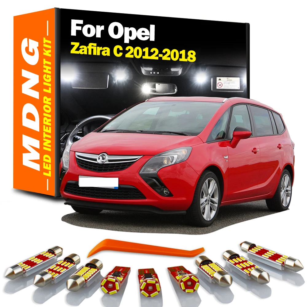 15 sztuk Canbus LED Wewnętrzna kopuła Mapa Lusterko bagażnika Zestaw do Opla Vauxhall Zafira Tourer C 2012 2013 2014 2015 2016 2017 2018