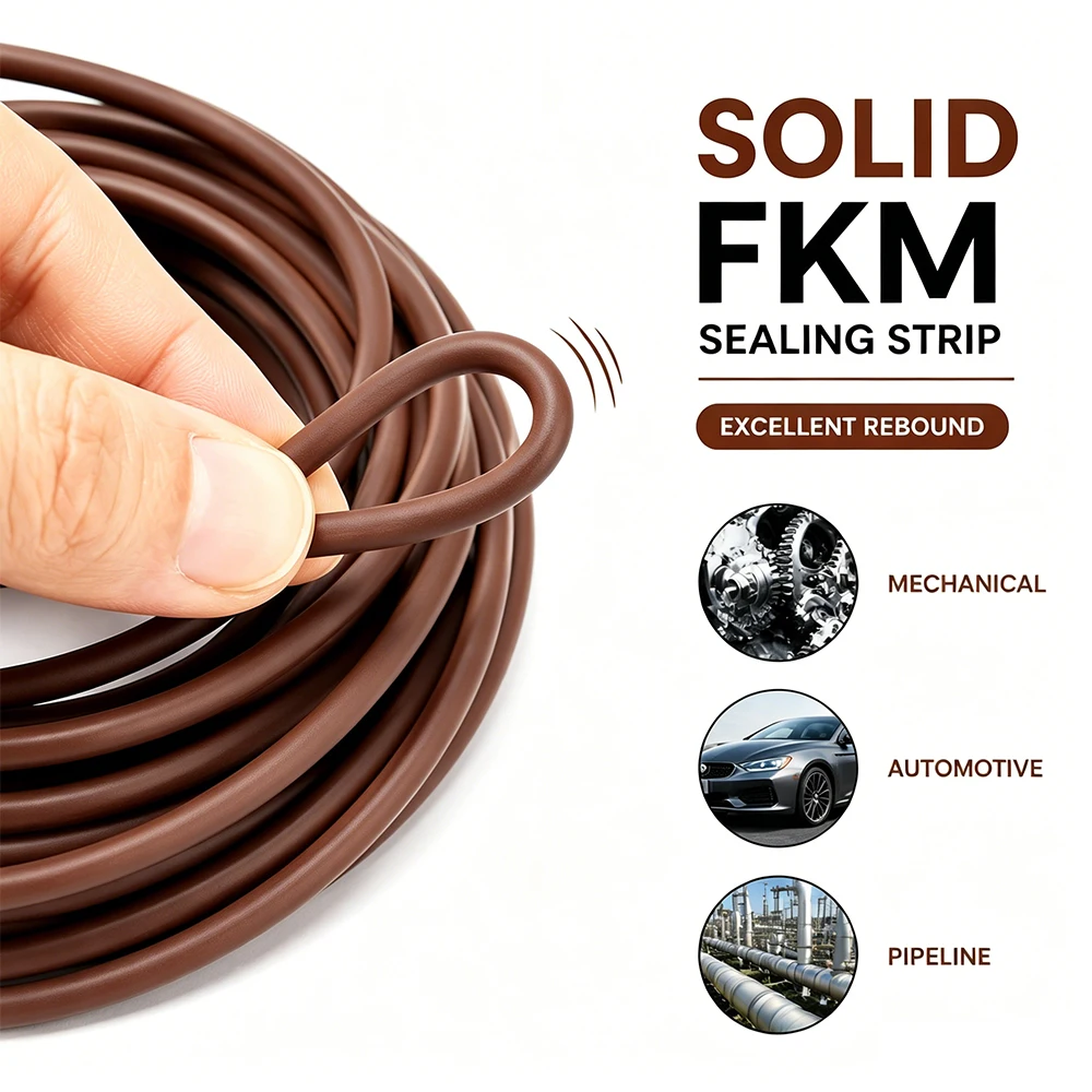 5M/10M/20M Solid Round Vitons FKM Sealing Rope Brown OD 1.5-1.8-2-2.5-3~8mm Fluororubber Strip High Temp Oil Resistant Auto Seal