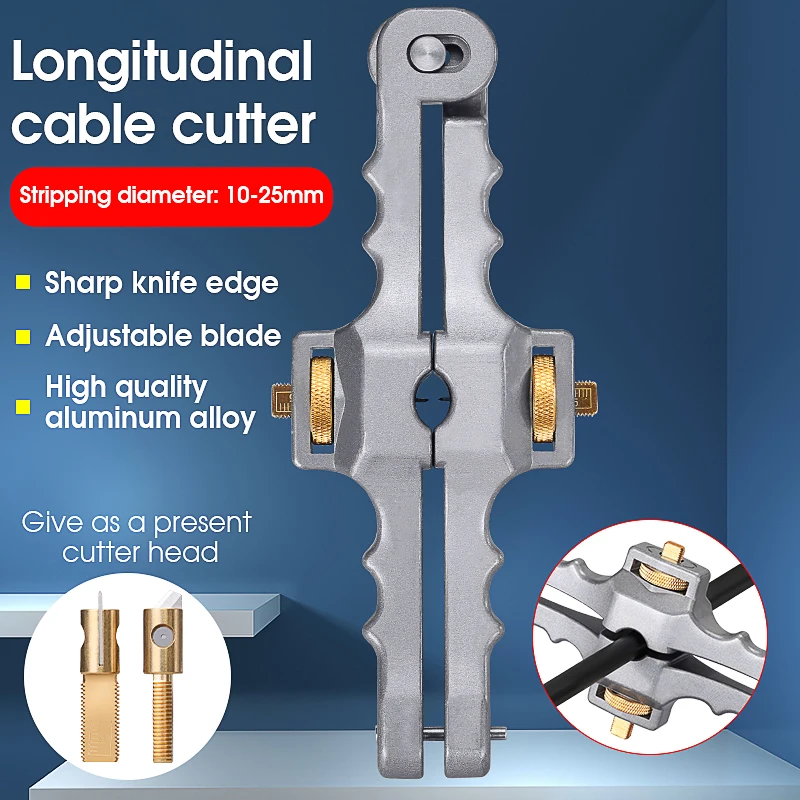 

Metal Type SI-01 Fiber Optic Cable Longitudinal Opening Knife 10-25mm Optical Fiber Cable Stripper Sheath Slitter Stripping Tool